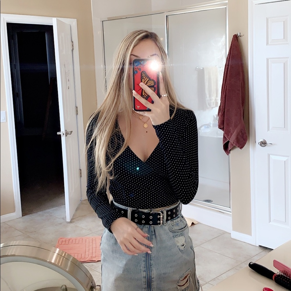 brandy melville polka dot wrap top